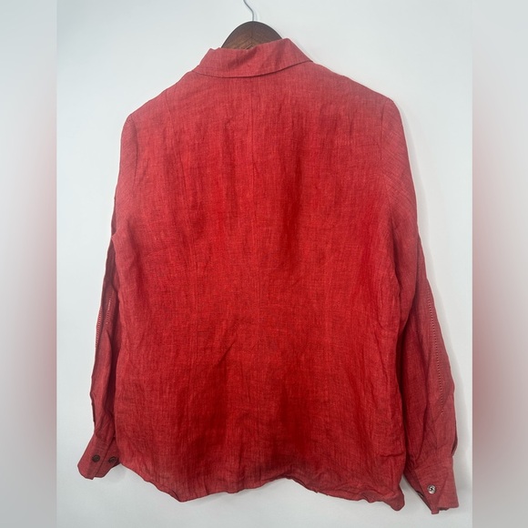 VTG Marshall Field's 100% Linen  womens sz 8 long sleeve collared blouse - Picture 8 of 14